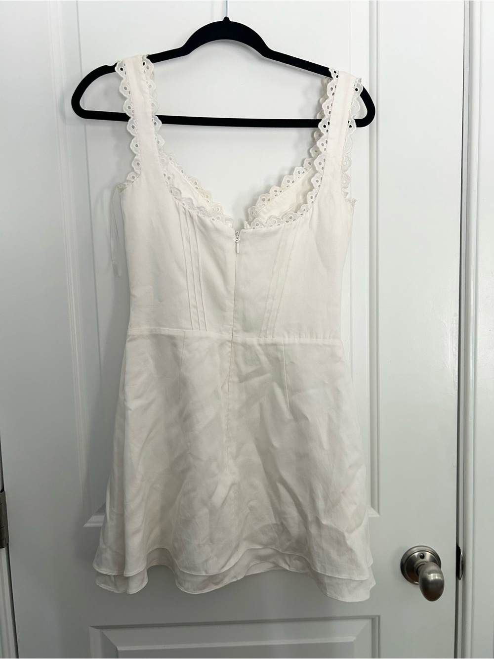 House of CB Tilly Dress White Pin Tuck Mini Linen Dress - Picture 5 of 5